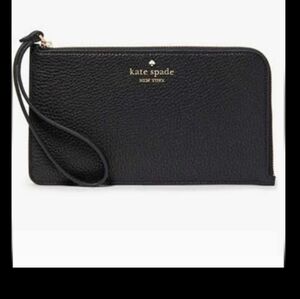 NWT Kate Spade Black Leather Wristlet
